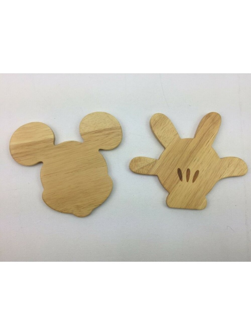 Disneyland Tokyo Souvenir Wooden Drink Coaster Mickey Mouse Ears Gloves Brown